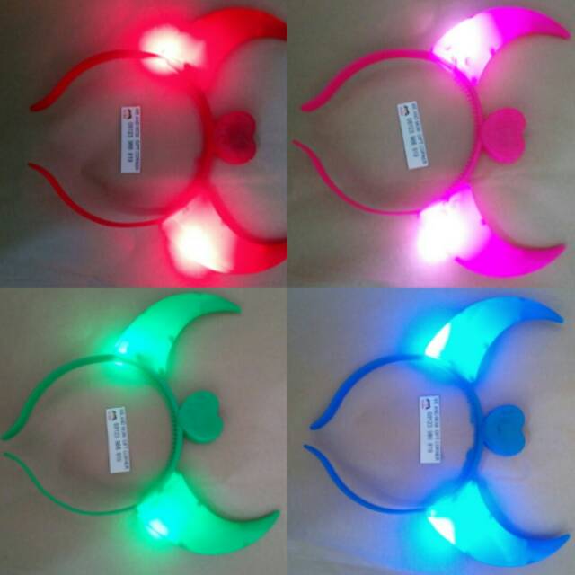 Bando tanduk devil halloween merah pink hijau​ biru nyala led