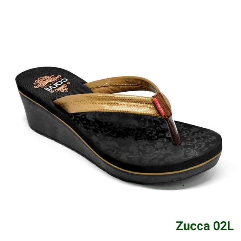 Carvil Zucca 02L Sandal Wedges Wanita Gold