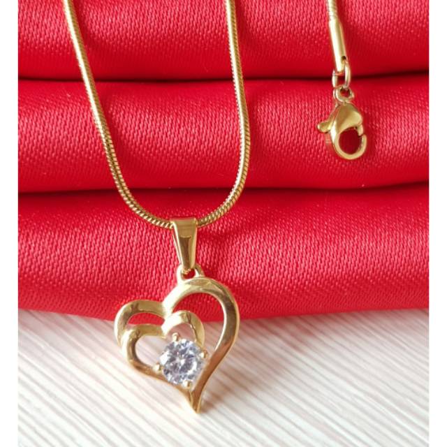 Kalung motif love / kalung titanium gold antikarat