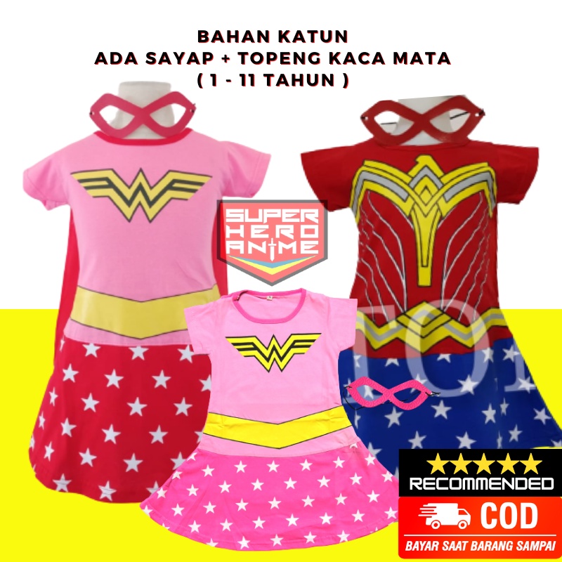 Kostum Anak Perempuan Baju Dress Karakter Cewek Topeng Sayap