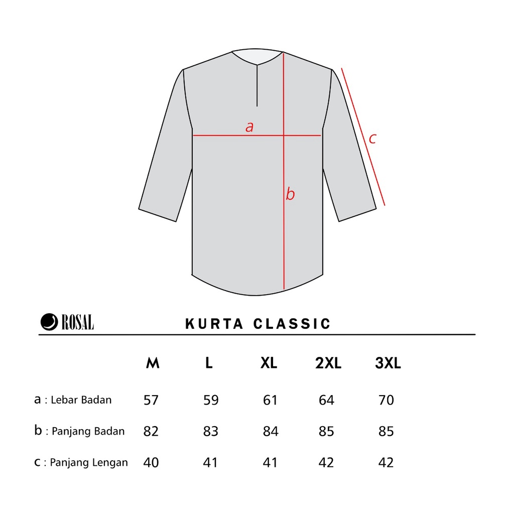 ROSAL Kurta Classic Baju Koko Pakaian Muslim Pria