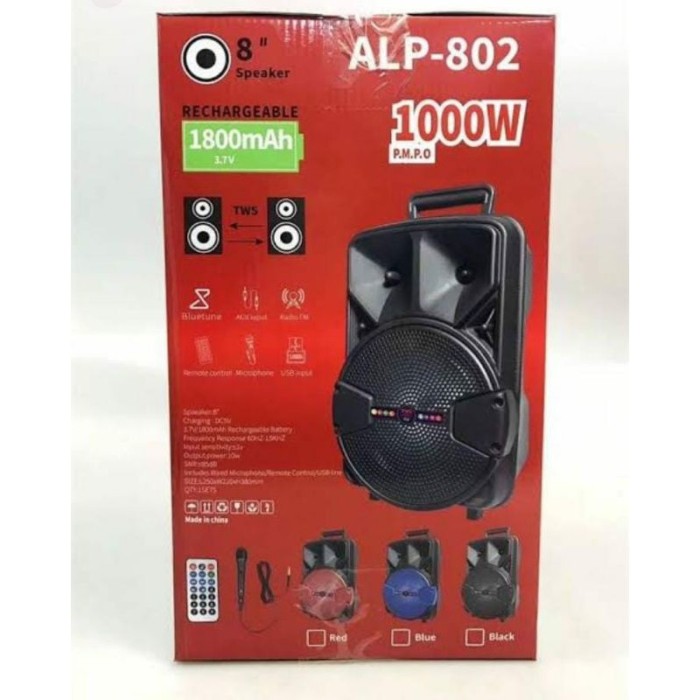 (COD) SPEAKER BLUETOOTH TWS + MIC ALP-802 8 INCHI PORTABLE SPEAKER ALP 802