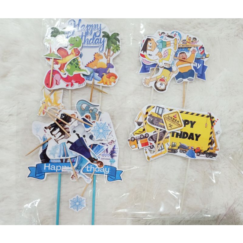 

topper karakter Doraemon, Dino, excavator, Frozen, flamingo