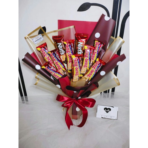 

Buket Cokelat Beng-Beng Premium Wrap/BengBeng Chocolate Bouquet/Buket Ulang Tahun, Wisuda,Sidang,Anniversary,birthday Wowl projects Semarang