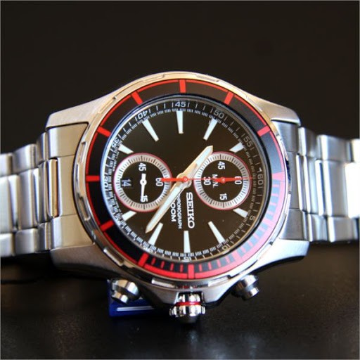 Seiko Mens SNN247P1 Chronograph Red Markers | Jam Pria SNN247