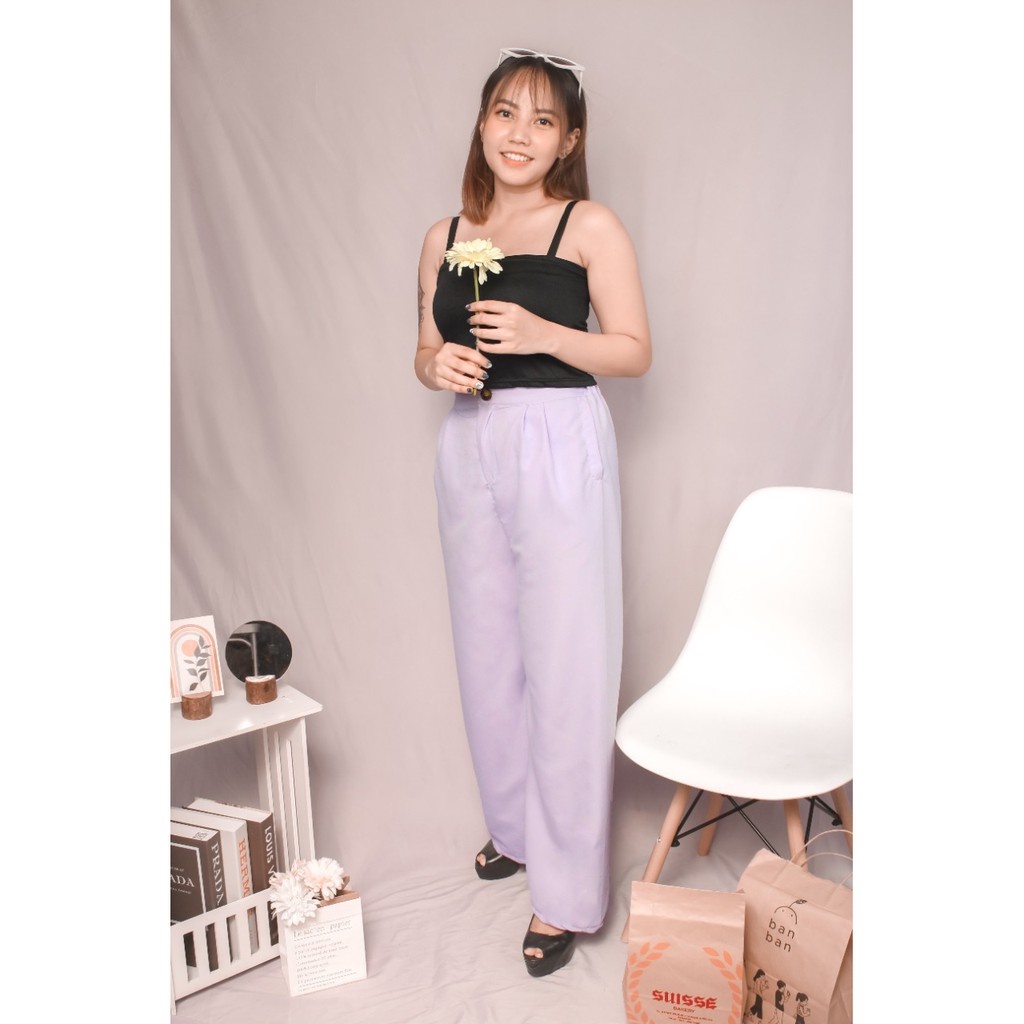 RX Fashion - Dheani Highwaist / Soleil Kulot Anti Ngantung Wanita / MELVA SLIT PANTS Kulot highwaist -BN