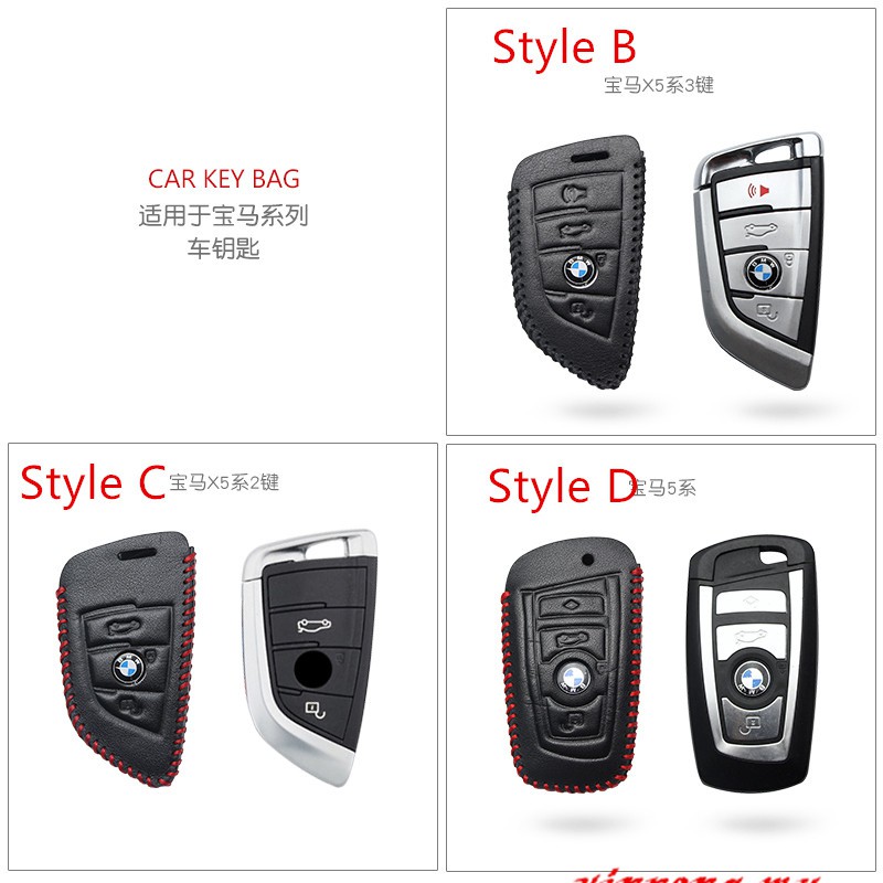 Bmw Sarung Kunci Mobil Kulit Case Holder Smart Remote Cover Fob Case Gantungan Kunci Pouch