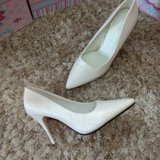 Heels putih glitter fellow original