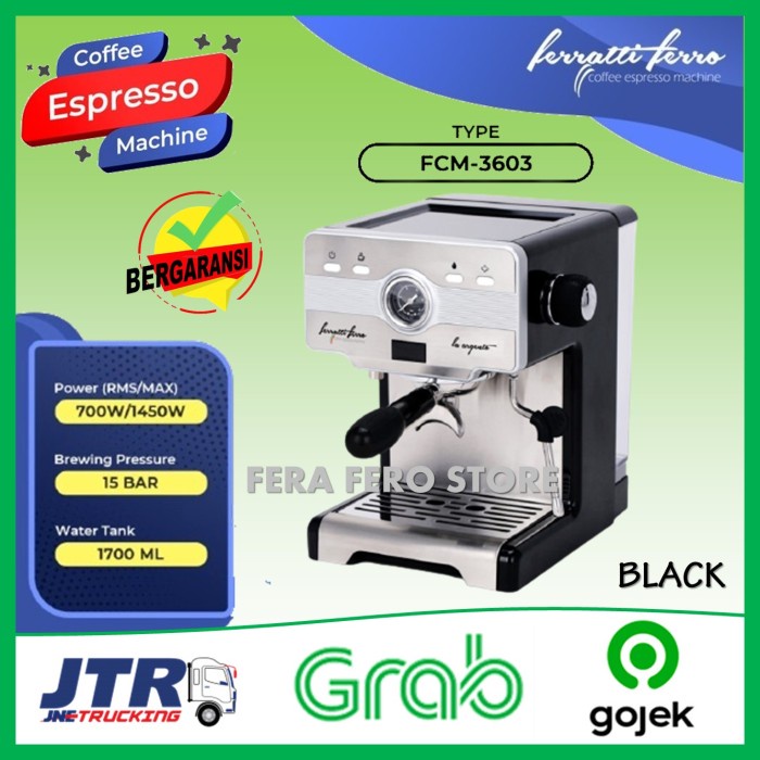 BISA COD Mesin Pembuat Kopi Espresso Maker Ferrati Ferro FCM 3605 FCM3605 - FCM3603 BLACK