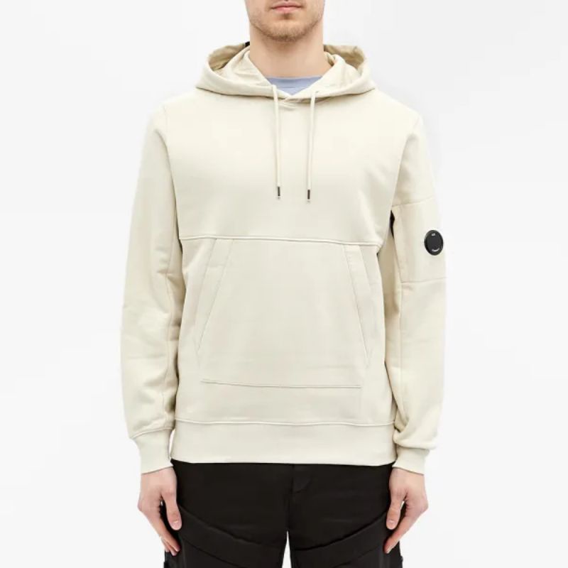 CP Company Diagonal Fleece Arm Lens Hoodie (Cream) Original