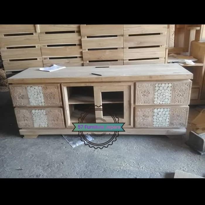 Meja Tv jati mentahan bufet panjang minimalis