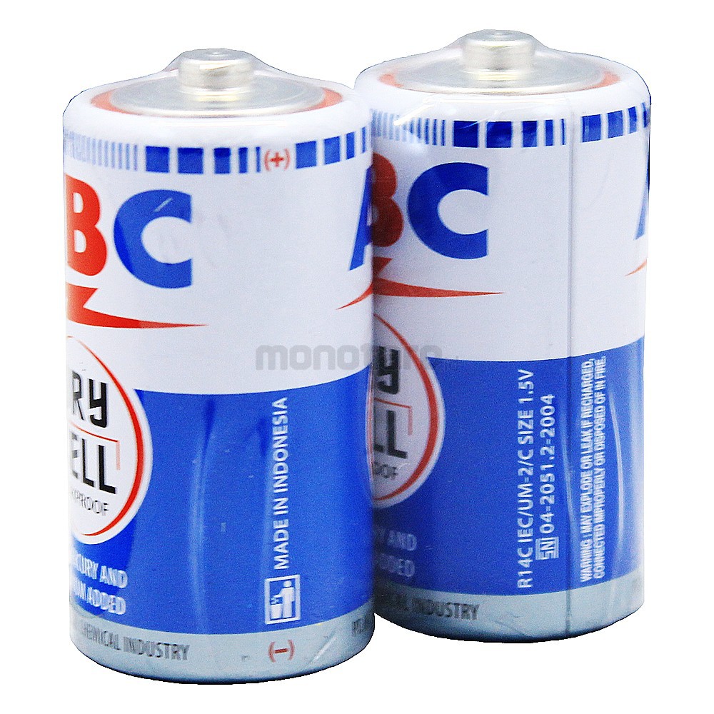 Baterai Size C LR14 ukuran sedang 1,5 V ABC Biru Dry Cell ( SET = 2 PCS )