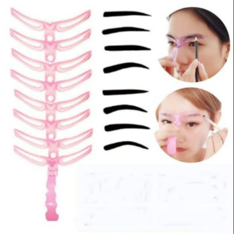 cetakan alis bentuk alis natural 8 in 1  Eyebrow Template cetakan alis mata  Kecantikan Make Up Make