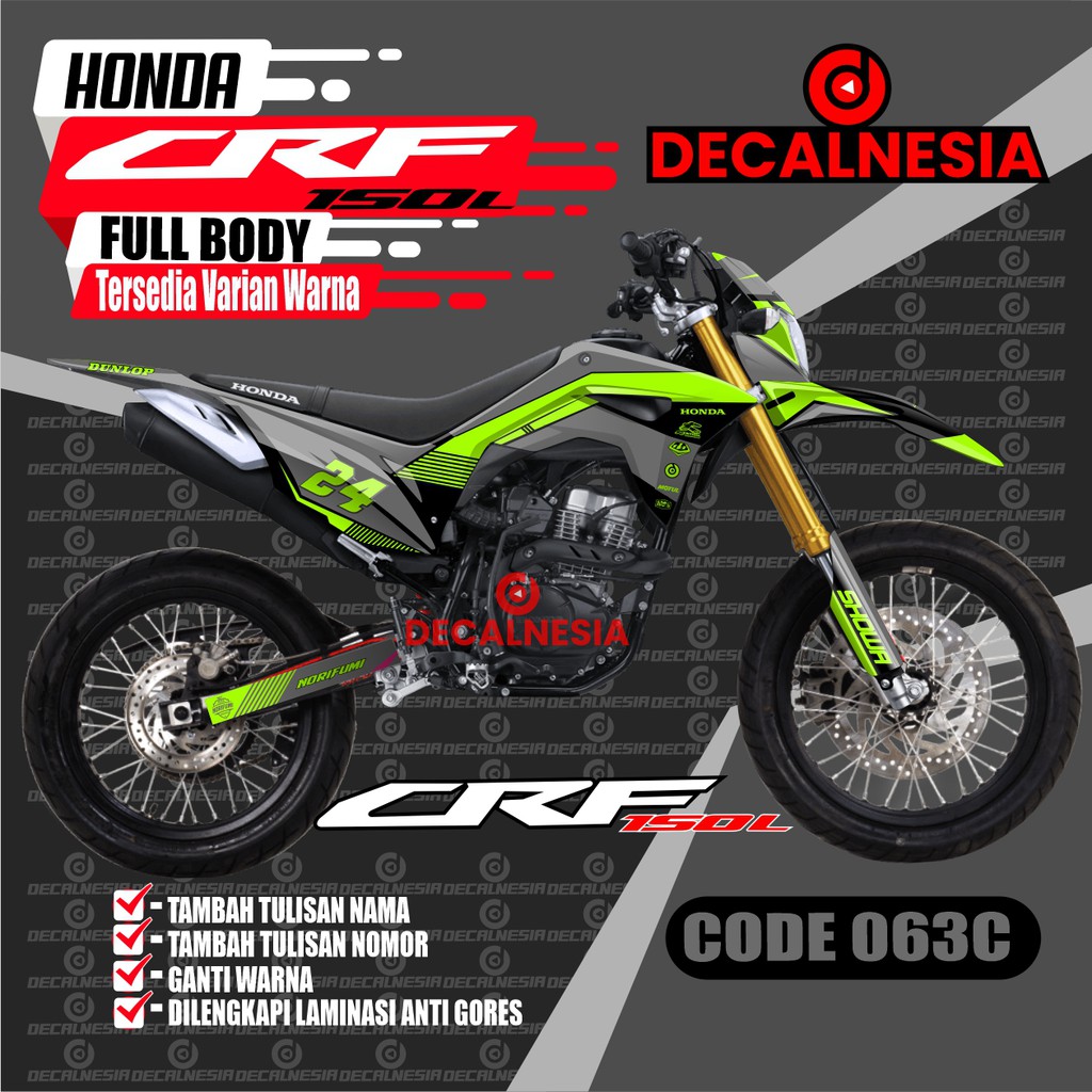 Decal Stiker Full Body Motor Honda CRF 150 L Aksesoris Modifikasi Variasi - Sticker CRF 150