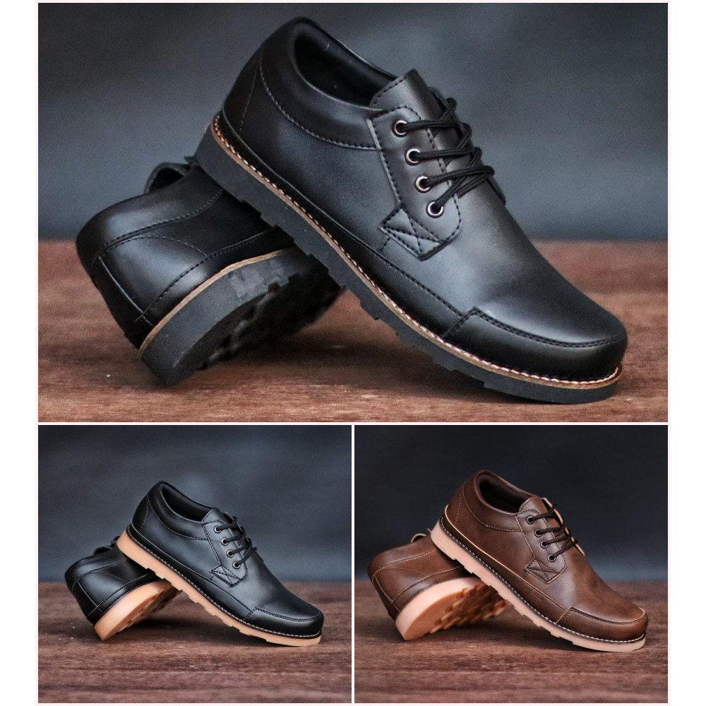 Sepatu Kerja Pria Mr Joe Tarantula Original Casual Formal Keren Hitam / Coklat Sol Karet Mentah
