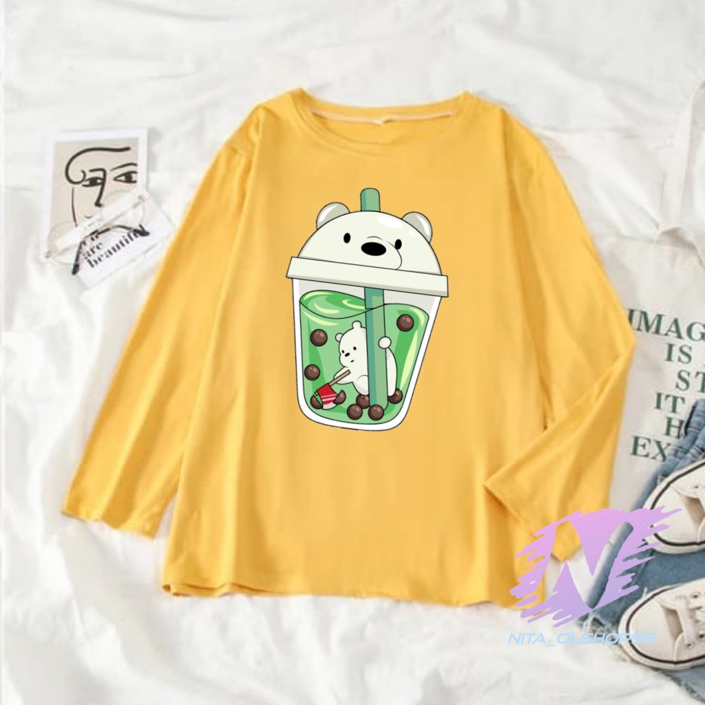 KAOS ANAK LENGAN PANJANG ANIMASI BOBA WE BARE BEARS