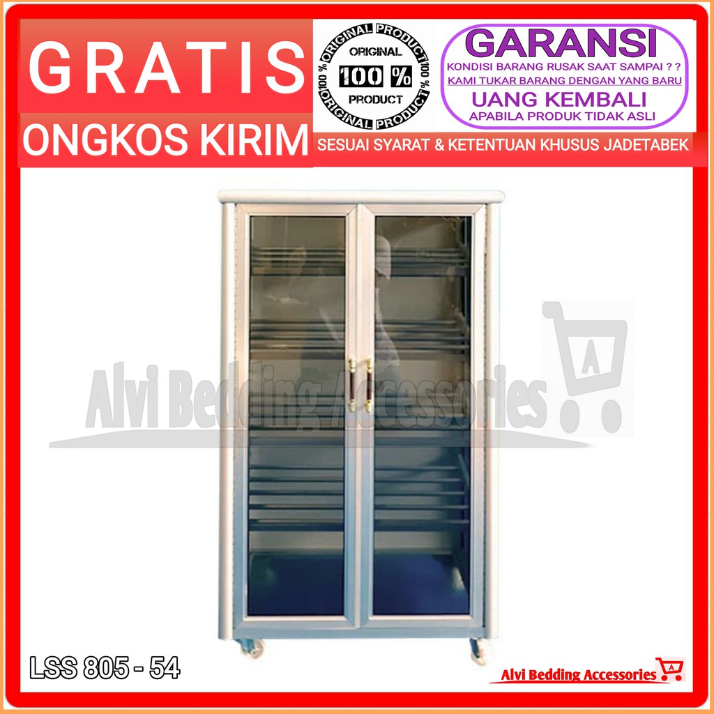 Rak Sepatu 5 Susun LSS 805-54 Aluminium Kaca Riben Bufet Lameri Sendal Bupet Sandal