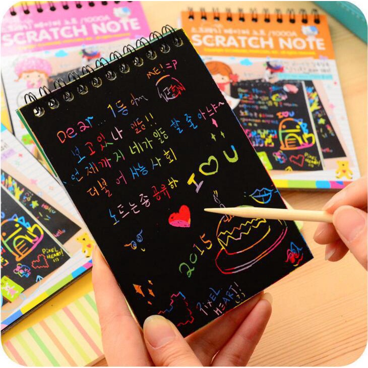 DIY Scratch Note Premium / Magic Book Colourfull Scratch Note Kecil / Black CardBoard