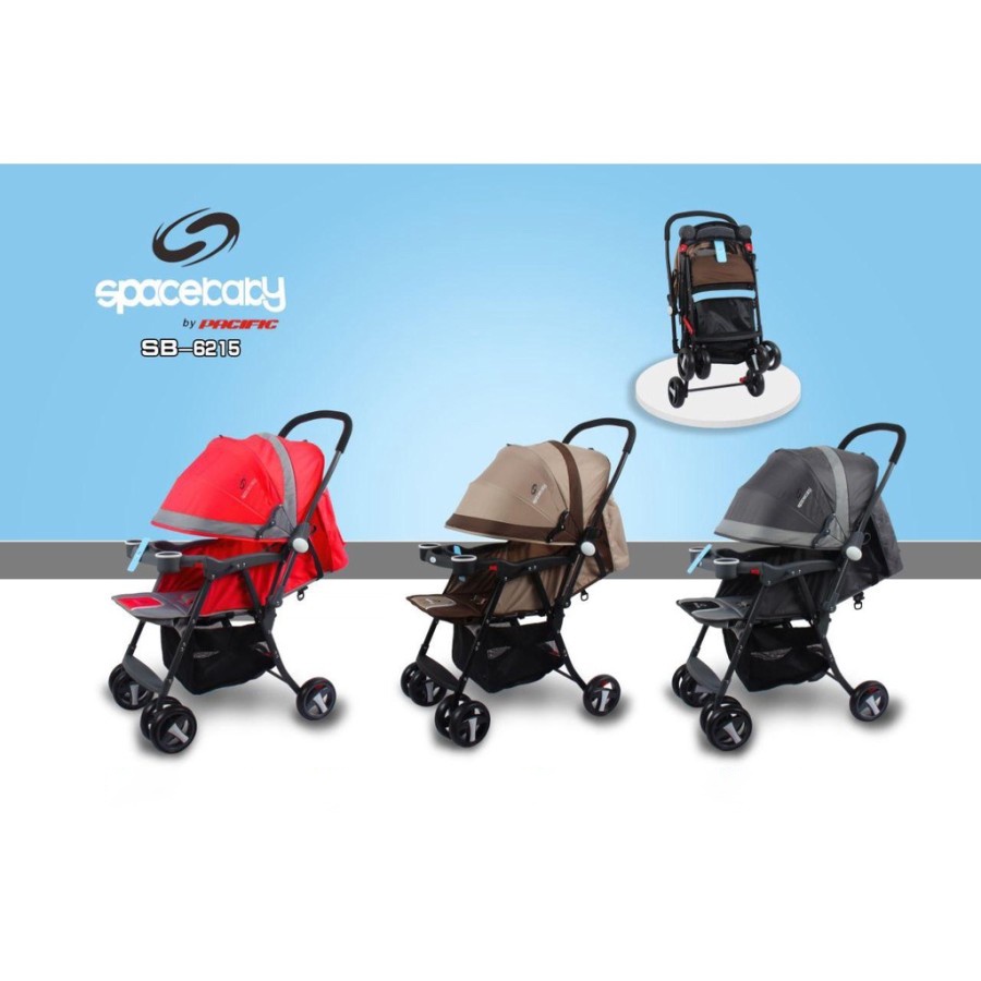 Stroller Anak Bayi Balita Kereta Dorong Stroler Spacebaby SB6215 Stir Bolak Balik By Pacific-4