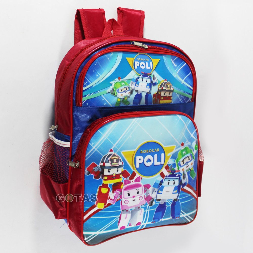 Tas Anak Sekolah TK SD1 Karakter Robocar Poli Biru Merah