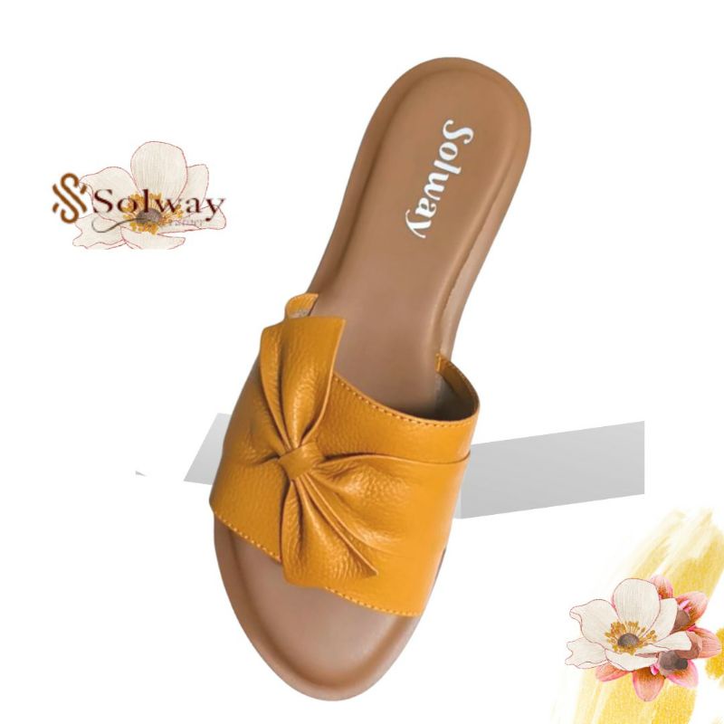 sandal kulit asli cewek sendal flat leather original wanita