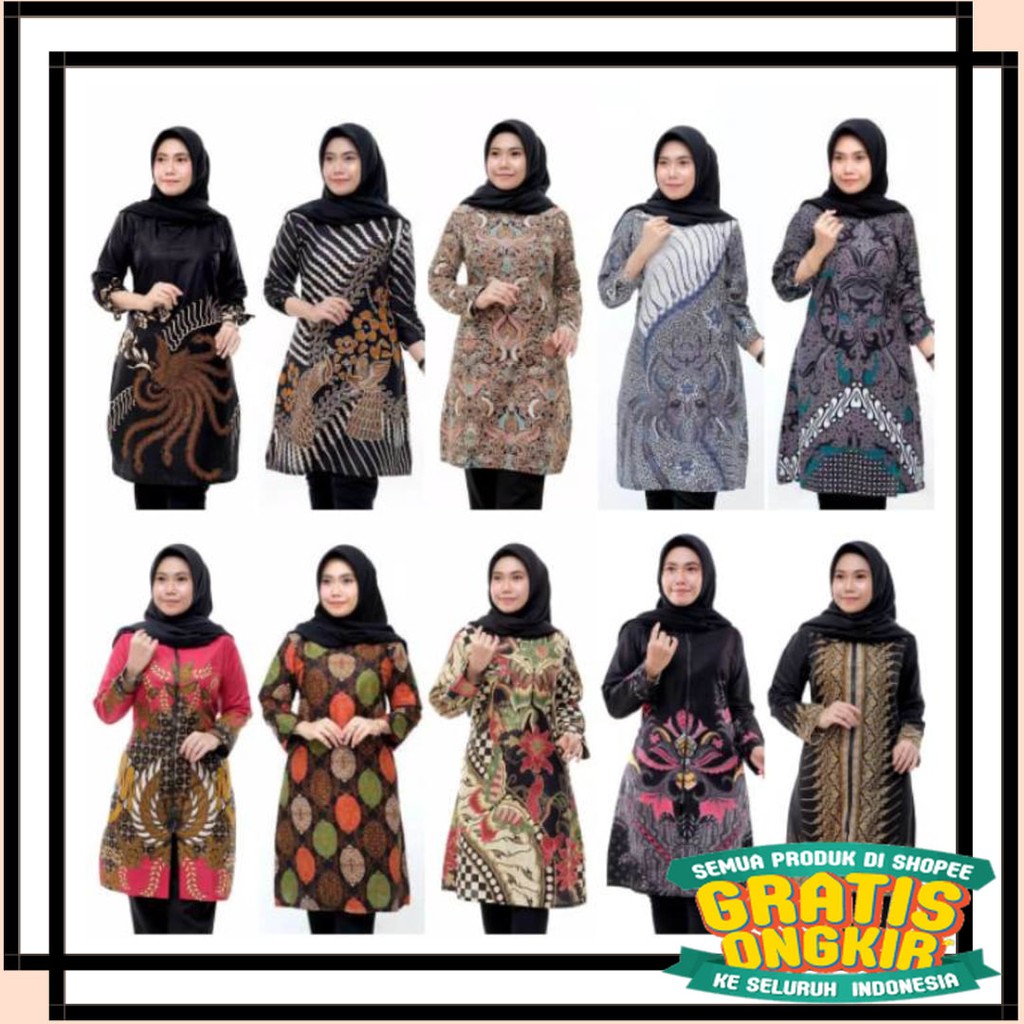 BAJU BATIK MODERN SOLO AIR KOMBINASI INDONESIA MALANG / COD | Tunik batik M - jumbo