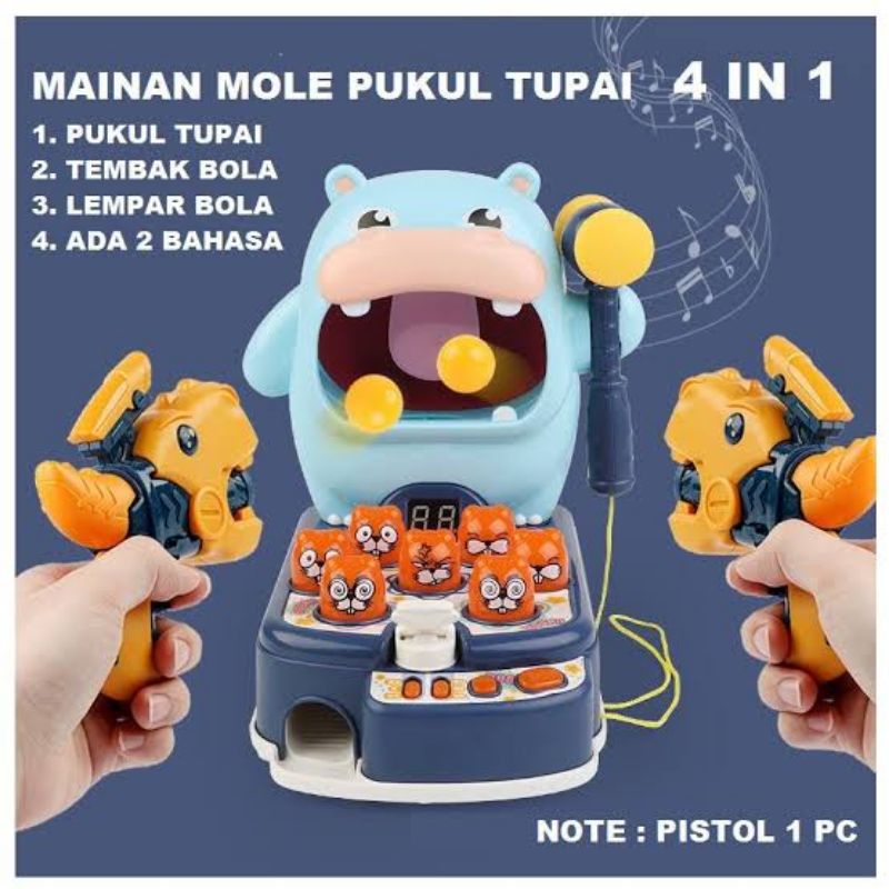 Mainan Anak Mole Pukul Tupai Whack A Mole / Whack A Mole Hippo Beats Hamster 3 in 1