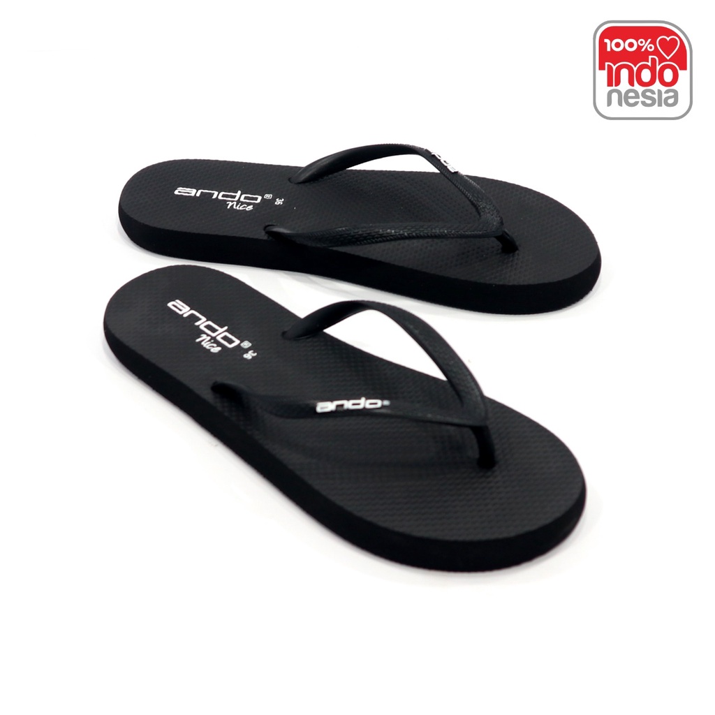 SANDAL KARET DEWASA ANDO NICE 36-40 CEWEK - SANDAL JAPIT CEWEK - ANDO-Black