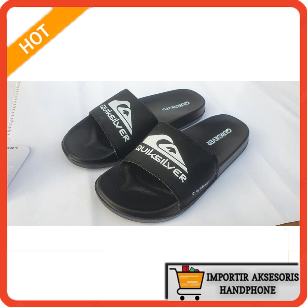 KWALITAS PREMIUM Sandal QUICKSILVER - Sendal Slop Selop Slip On Slide - Pria Wanita Cowok Cewek Laki Laki Unisex