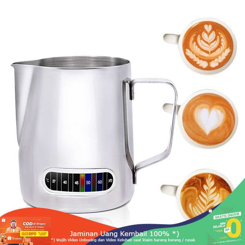 (BISA COD) RVOSTR Leeseph Teko Kopi Espresso Latte Art 600ml with Thermometer