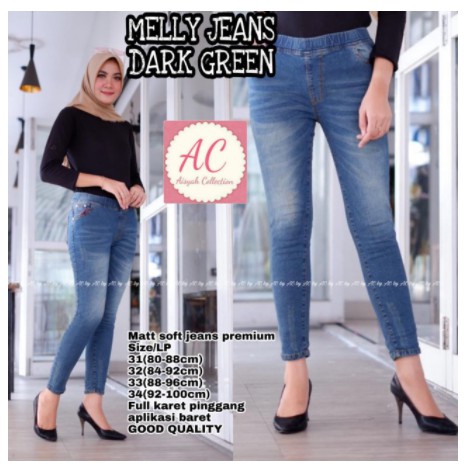 MELLY JEANS RIPPED, ripped jeans aplikasi laser , bahan melar