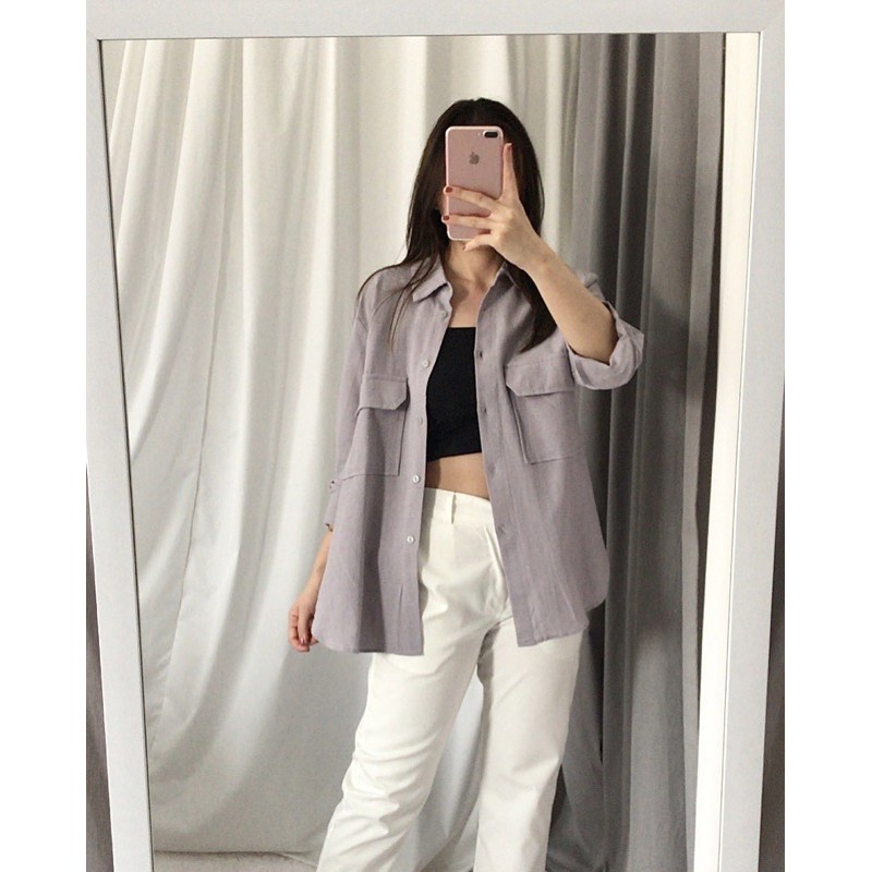 BEFAST - ZEC OOTD Kemeja MORA / Nevese Oversize Shirt CRINCLE / Kemeja Crincle Wanita / Kemeja Wanita Modis / OOTD Remaja Ala Korean Style Wanita / Atasan Lengan Panjang / Keluaran Terbaru / Kemeja Kerja Formal / Kemeja Ada Kantong