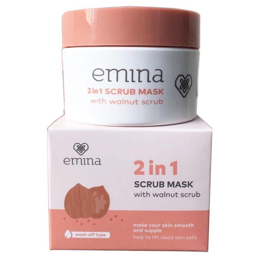 EMINA 2 IN 1 SCRUB MASK/SCRUB WAJAH DAN MASKER WAJAH 2IN1 - 50 gr