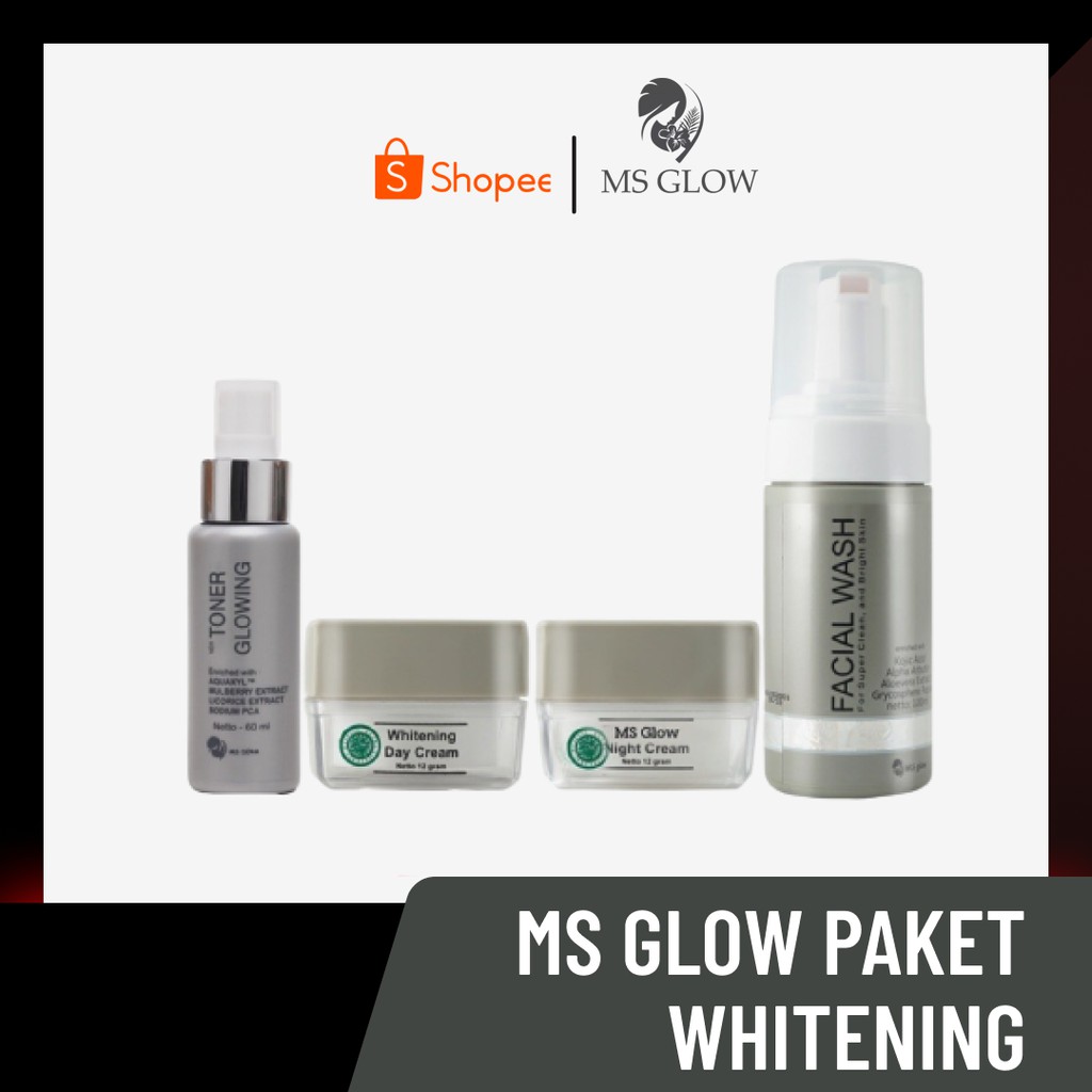 Ms Glow Paket Whitening - Perawatan Wanita Mencerahkan Kulit Kusam Melembabkan Kulit Kering Aman