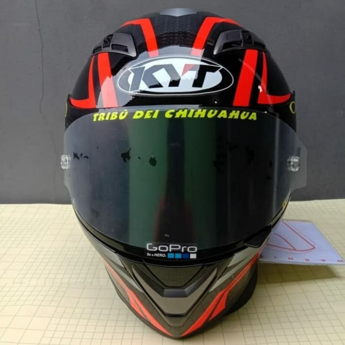 Helm Kyt falcon carbon red paket ganteng