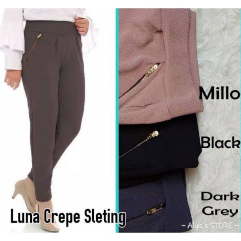 CELANA Luna Pants Jumbo Zipper Resleting Celana panjang zipper