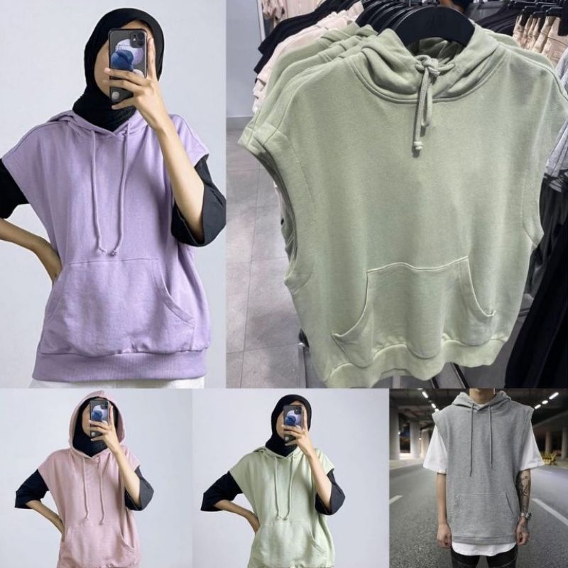 Rompi Hoodie Bahan Fleece Unisex Vest Sweater | Rompi Hoodie Oversize