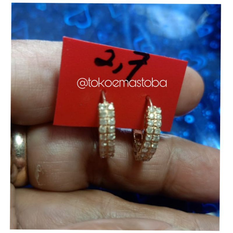 acc anting jepit dua baris berlian medan 2.7gr