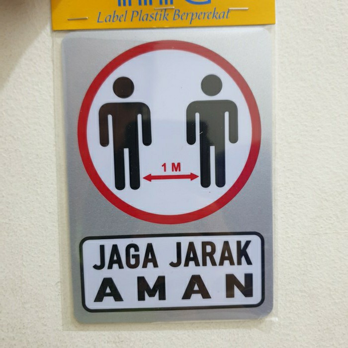 

Stiker Sticker tempel label gambar sign harap jaga jarak aman 1 meter