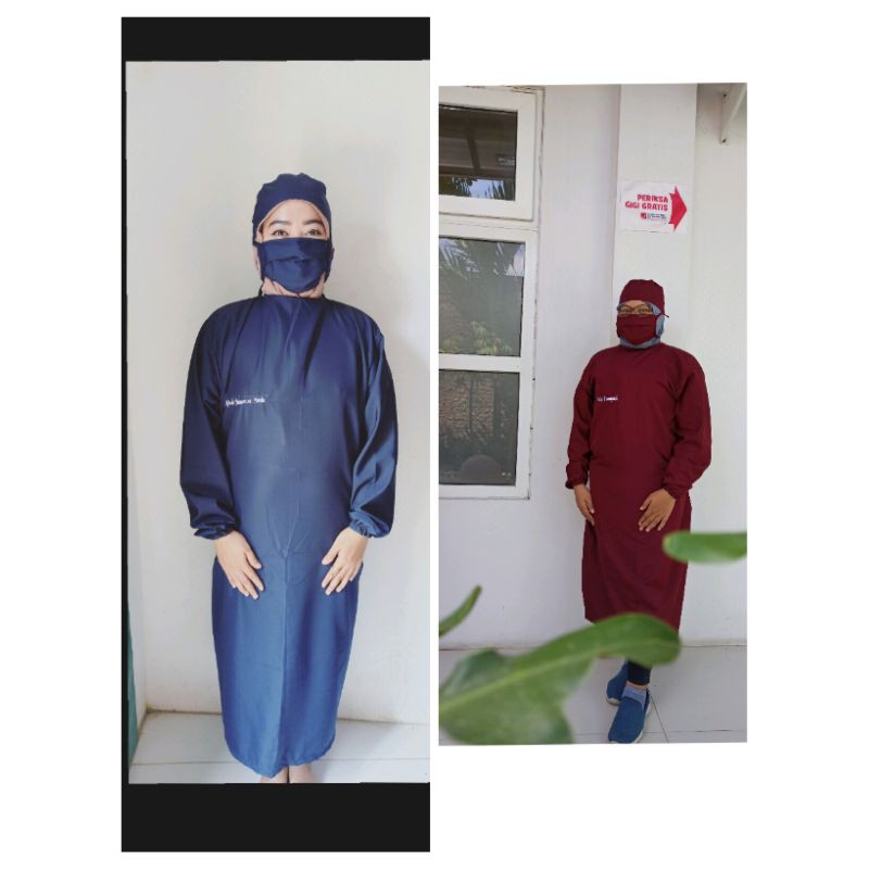 Gown APD Kain import WATERPROOF Free Bordir