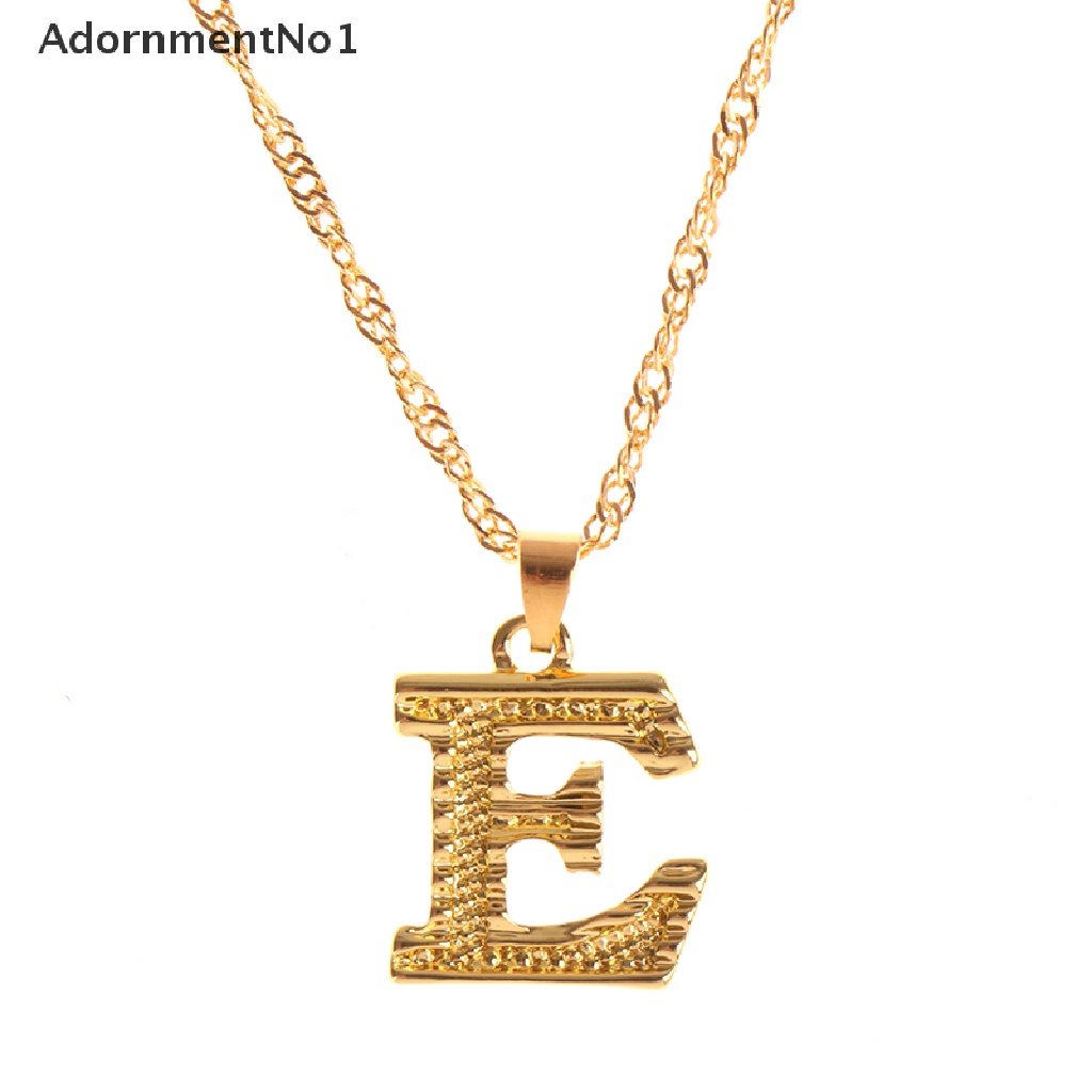 (AdornmentNo1) 1pc Kalung Rantai Dengan Liontin Huruf A-Z Bahan stainless steel Untuk Pria / Wanita