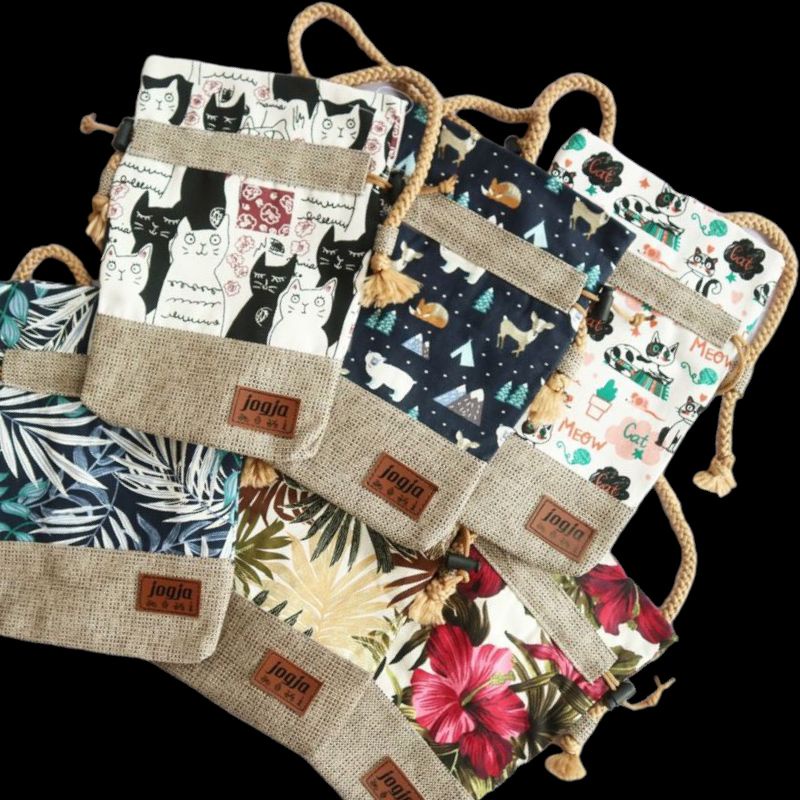 TAS WANITA,TAS SELEMPANG SERUT KANVAS KOMBINASI GONI TALI SUMBU