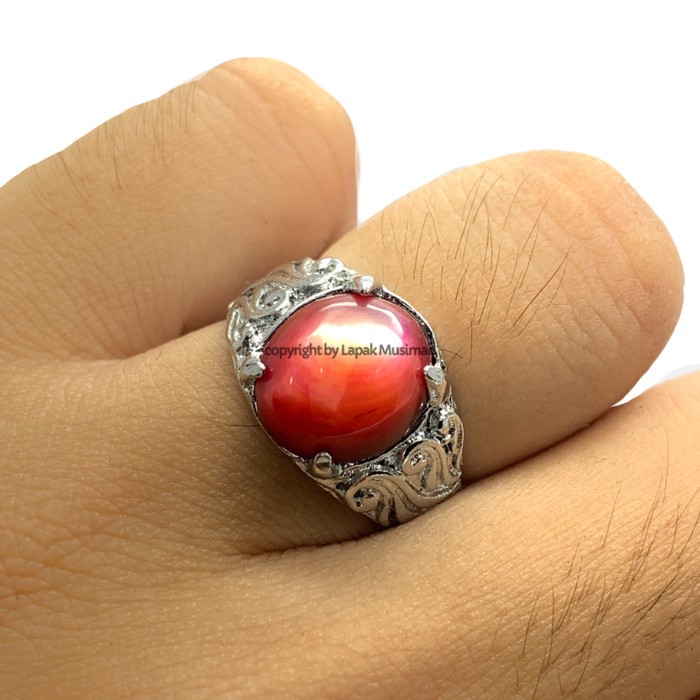 [Bayar di Tempat] Cincin Pria Batu Ruby Zimbabwe