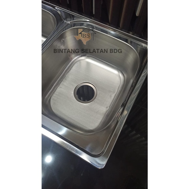 KITCHEN SINK TECHNOSINK BAK CUCI PIRING 2 LUBANG STAINLESS STEEL