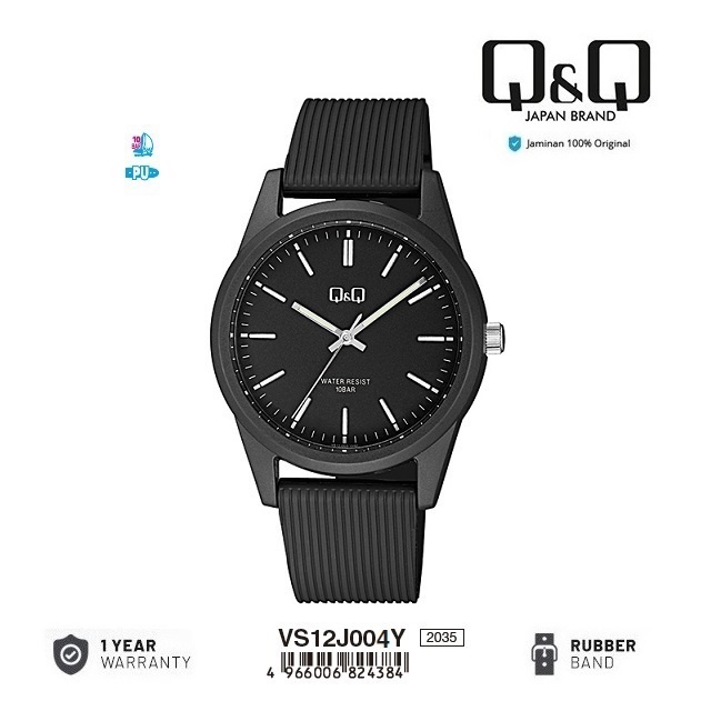 Q&Q ORIGINAL QQ QNQ VS12 VS12J VS12J004 VS12J004Y JAM TANGAN PRIA WANITA TAHAN AIR TALI KARET