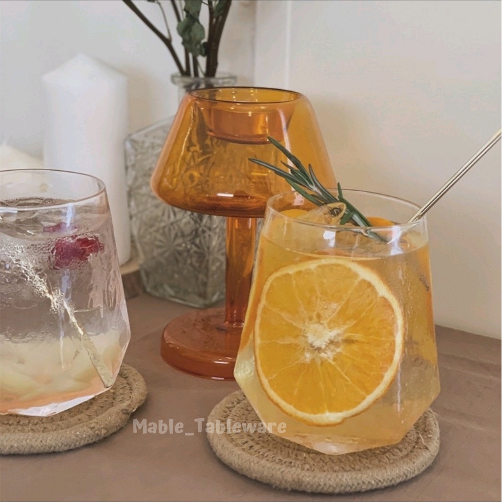 Prism Aesthetic Drinking Glass / Gelas Kaca Vintage Retro Estetik / Gelas Kopi Cafe / Gelas Unik-3