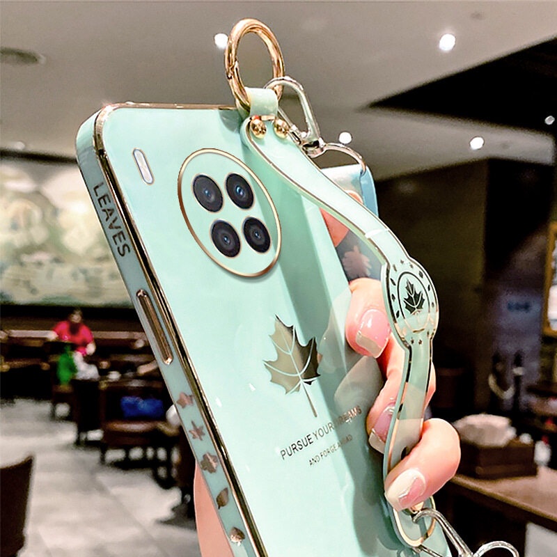 Case Motif Daun Maple Dengan lanyard Untuk Huawei Nova 8i