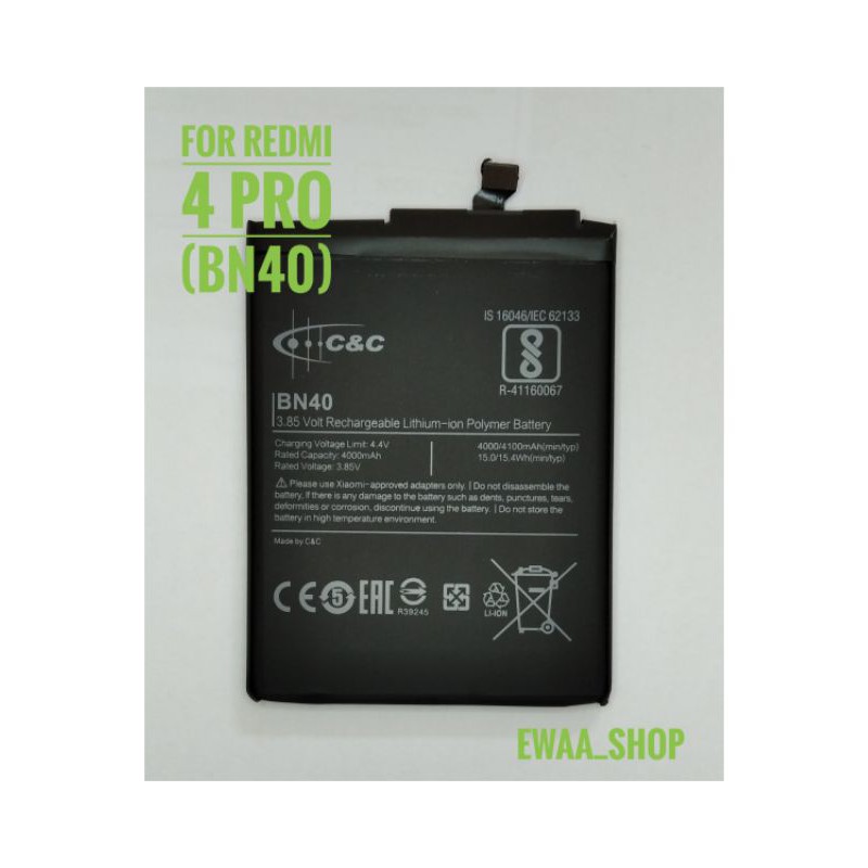 BATTERY BATERAI BATRE XIAOMI REDMI 4 PRO (BN40) C&amp;C ORIGINAL