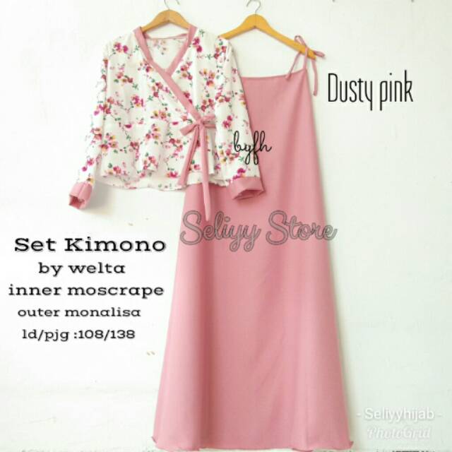 SELIYY GAMIS Set Kimono Motif Cantik || Moscrepe premium Ori welta