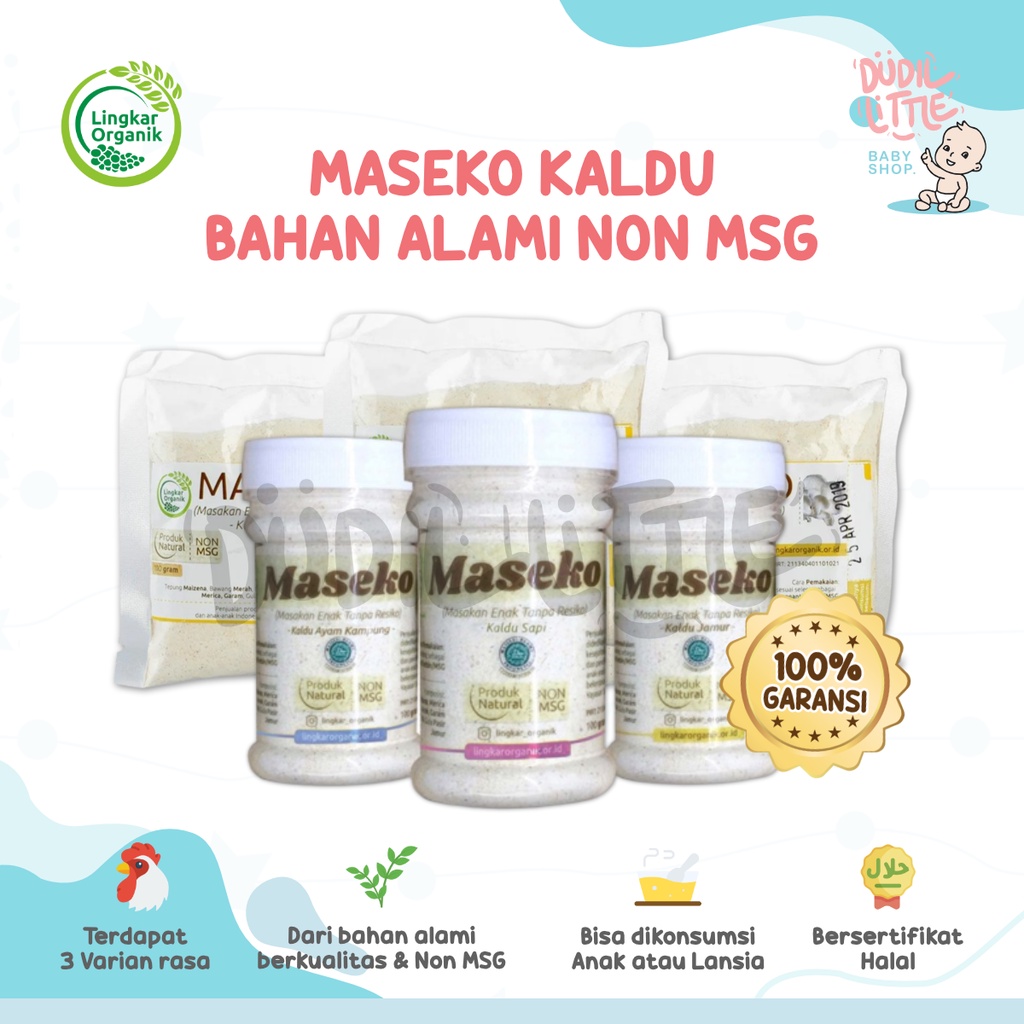 Maseko Kaldu Mpasi  Organik  Ayam, Sapi, Jamur Non MSG Botol Refill 100gr